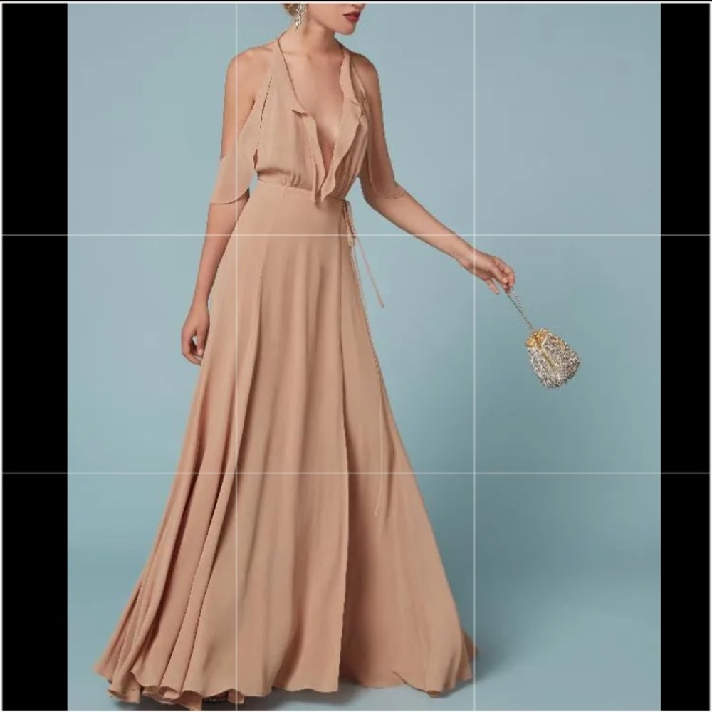 Reformation Cardelia Wrap Dress Plunge Maxi Dress NWT